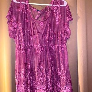 Torrid lace Magenta/Wine blouse, size 4